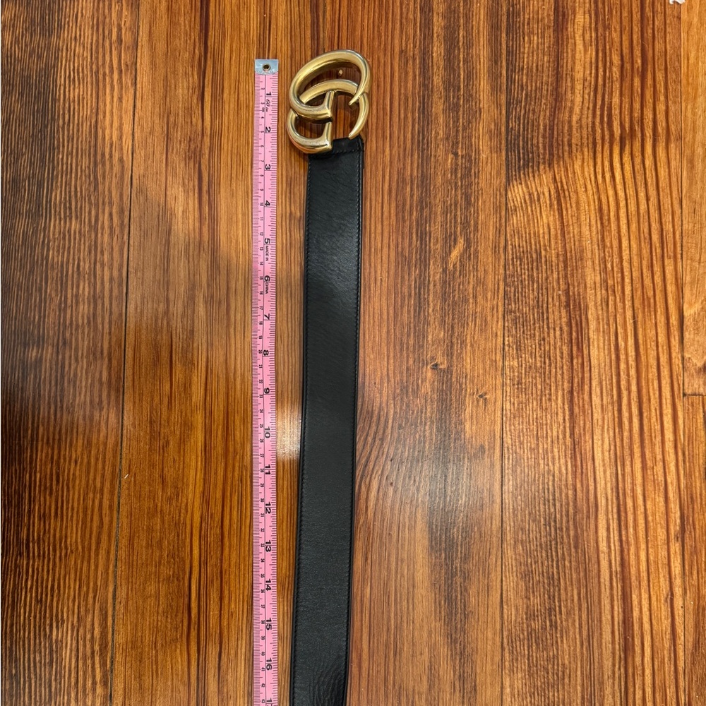 AUTHENTIC Gucci Double G Buckle Belt Gold/Black - Picture 11 of 13